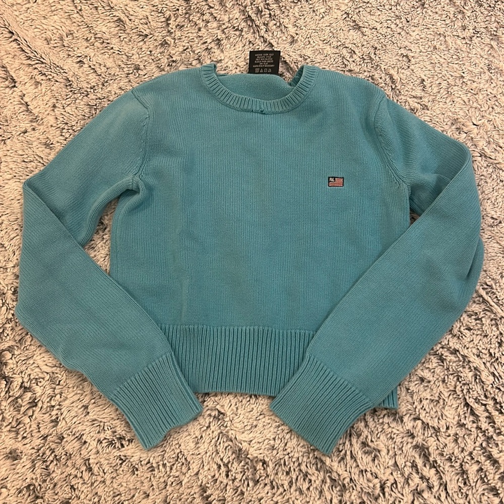 kids small vintage Ralph Lauren cyan sweater.